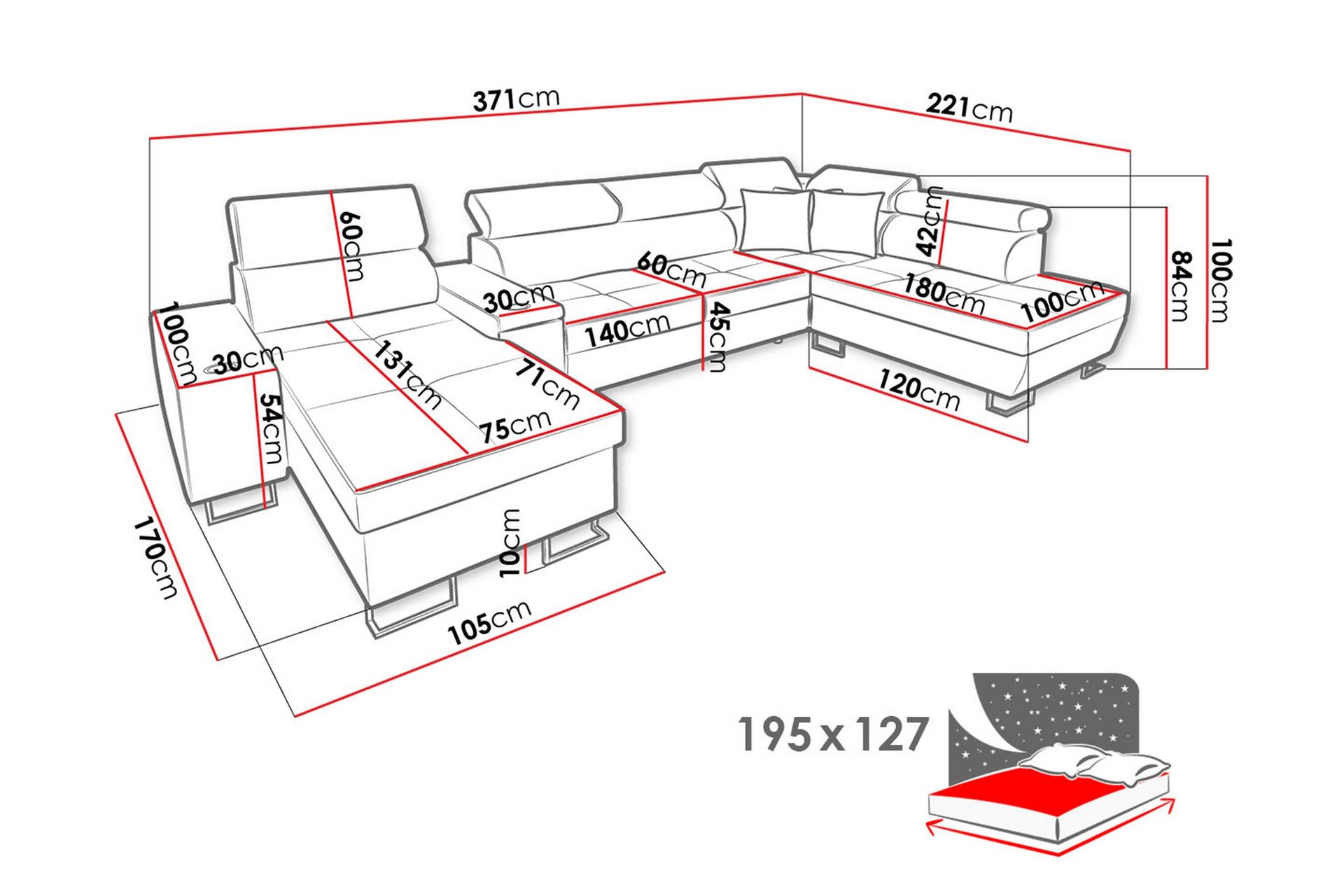 Morenia 4-seters Hjørnesovesofa Høyre - Lysegrå - Møbler - Sofaer - Sovesofaer