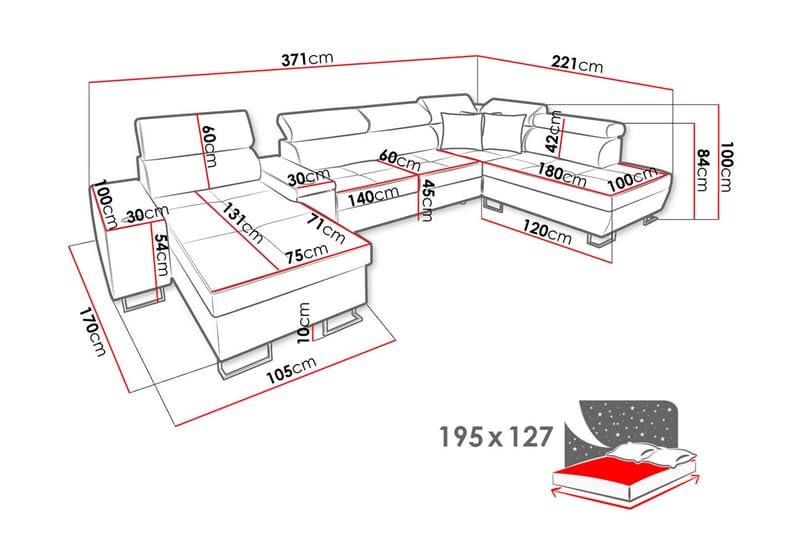 Morenia 4-seters Hjørnesovesofa Høyre - Lysegrå - Møbler - Sofaer - Sovesofaer