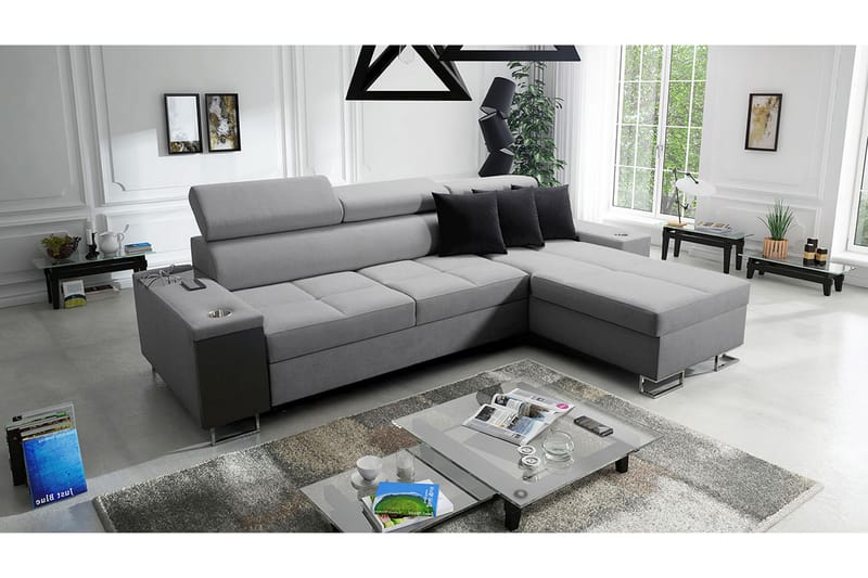 Morenia 4-seters Hjørnesovesofa Høyre - Lysegrå - Møbler - Sofaer - Sovesofaer