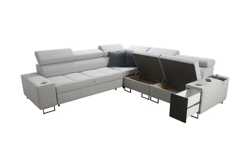 Morenia 4-seters Hjørnesovesofa Høyre - Lysegrå - Møbler - Sofaer - Sovesofaer