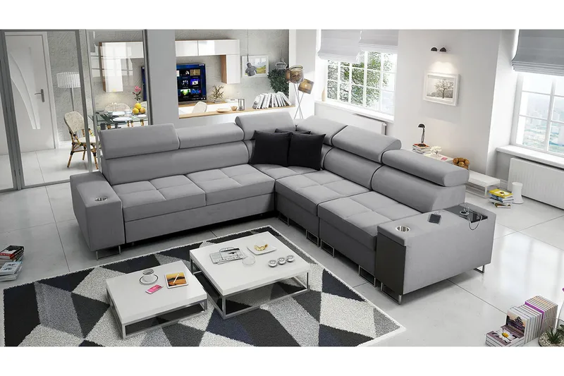 Morenia 4-seters Hjørnesovesofa Høyre - Lysegrå - Møbler - Sofaer - Sovesofaer