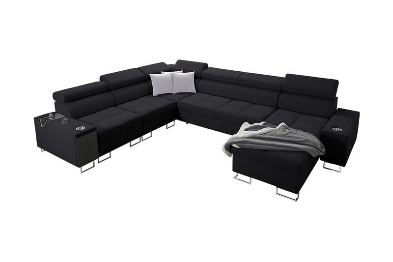 Morenia 4-seters Hjørnesovesofa Høyre - Svart - Møbler - Sofaer - Sovesofaer