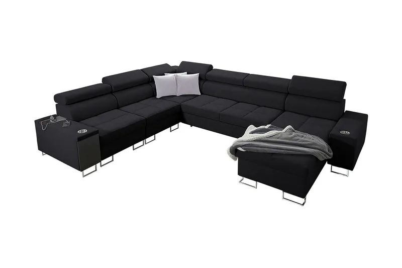 Morenia 4-seters Hjørnesovesofa Høyre, Svart