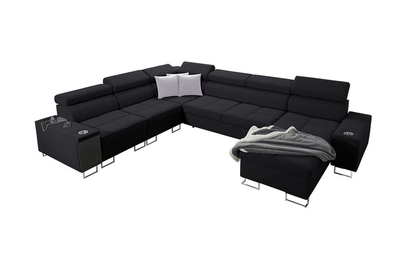 Morenia 4-seters Hjørnesovesofa Høyre, Svart