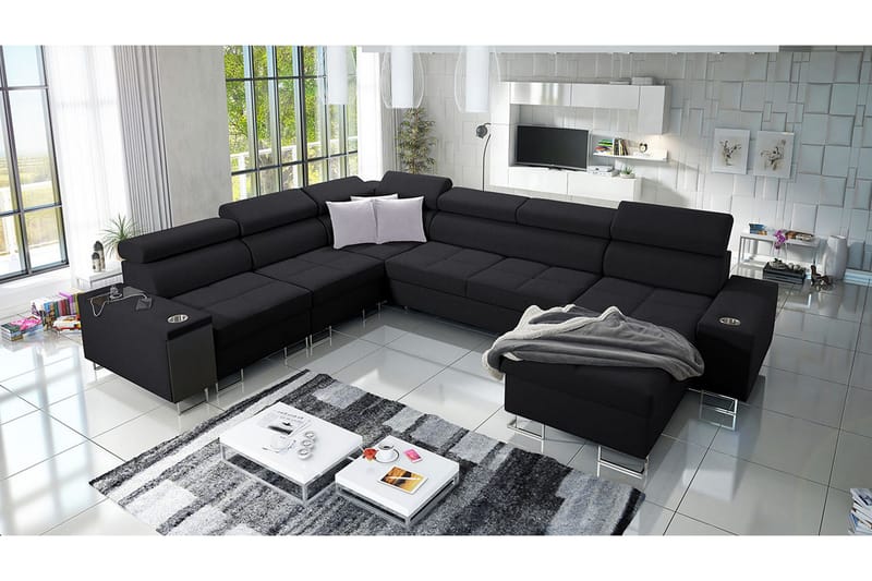 Morenia 4-seters Hjørnesovesofa Høyre - Svart - Møbler - Sofaer - Sovesofaer