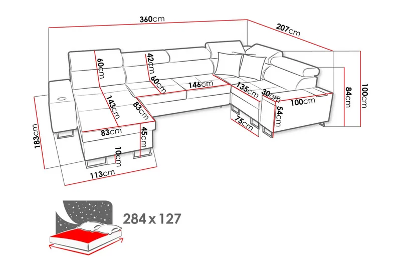 Morenia 4-seters Hjørnesovesofa Venstre - Hvit - Møbler - Sofaer - Sovesofaer