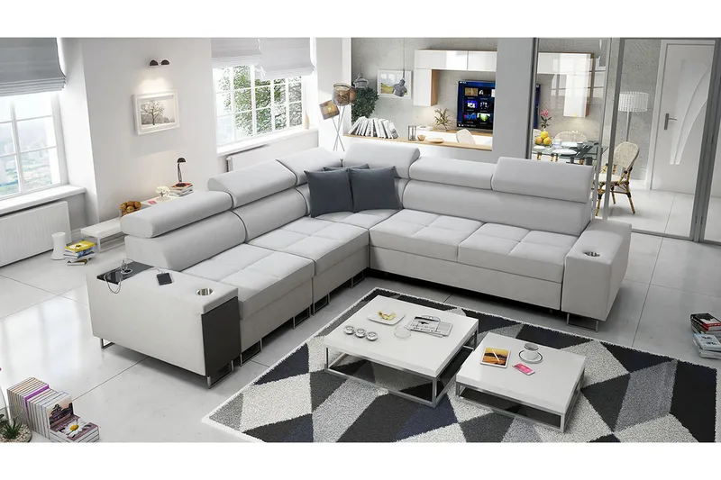 Morenia 4-seters Hjørnesovesofa Venstre - Hvit - Møbler - Sofaer - Sovesofaer