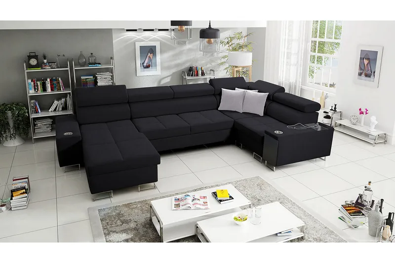Morenia 4-seters Hjørnesovesofa Venstre - Svart - Møbler - Sofaer - Sovesofaer
