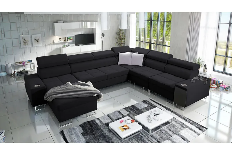 Morenia 4-seters Hjørnesovesofa Venstre - Svart - Møbler - Sofaer - Sovesofaer
