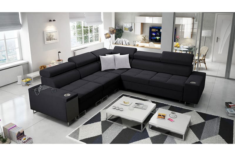 Morenia 4-seters Hjørnesovesofa Venstre - Svart - Møbler - Sofaer - Sovesofaer
