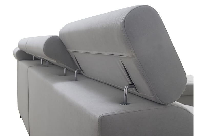 Morenia Høyrevendt Sovesofa 127x210 cm med Oppbevaring i Fløyel - Lysegrå - Møbler - Sofaer - Sovesofaer