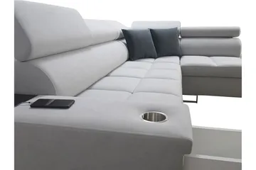 Morenia Høyrevendt Sovesofa 127x210 cm med Oppbevaring i Fløyel - Lysegrå - Møbler - Sofaer - Sovesofaer