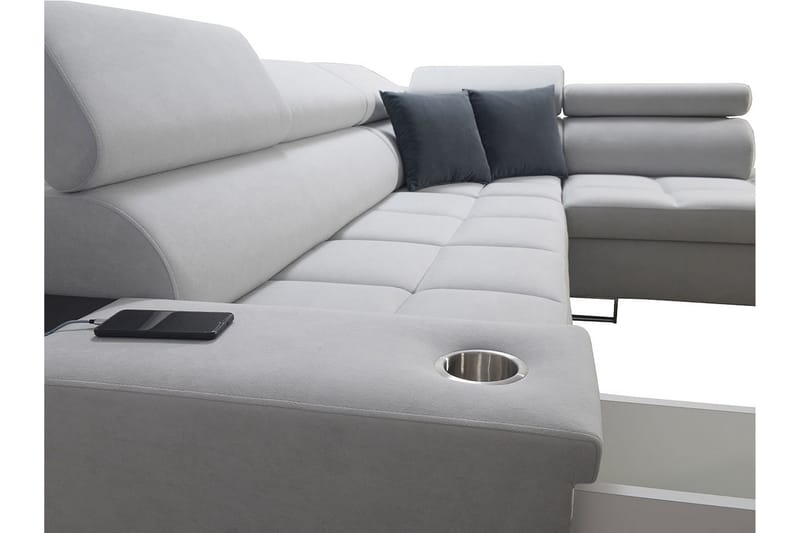 Morenia Høyrevendt Sovesofa 127x210 cm med Oppbevaring i Fløyel - Lysegrå - Møbler - Sofaer - Sovesofaer