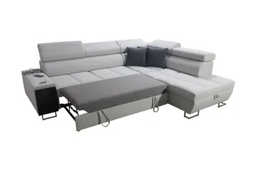 Morenia Høyrevendt Sovesofa 127x210 cm med Oppbevaring i Fløyel - Lysegrå - Møbler - Sofaer - Sovesofaer