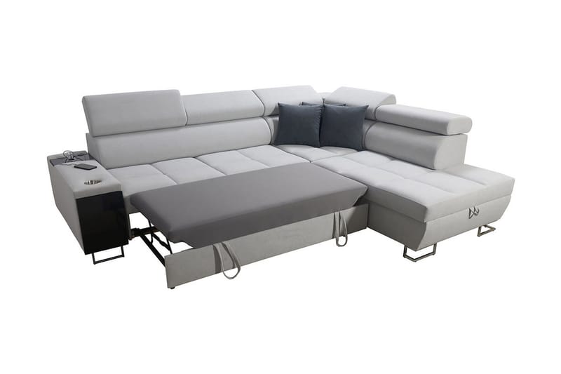 Morenia Høyrevendt Sovesofa 127x210 cm med Oppbevaring i Stoff - Grå - Møbler - Sofaer - Sovesofaer