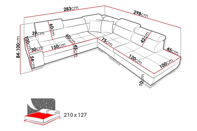 Morenia Sovesofa m. Sjeselong L-formet - Sovesofaer