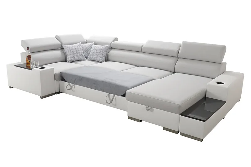 Mumtaz U-Sovesofa Divan Høyre - Hvit/Lysegrå - Møbler - Sofaer - Sovesofaer