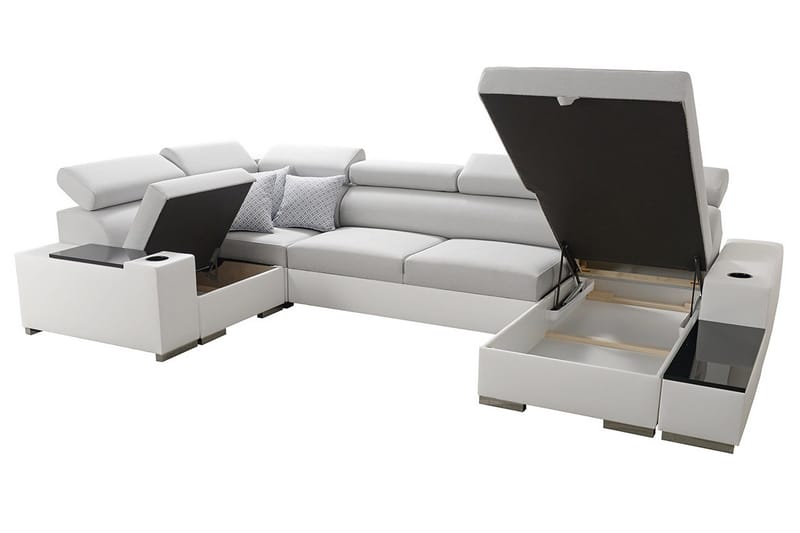 Mumtaz U-Sovesofa Divan Høyre - Hvit/Lysegrå - Møbler - Sofaer - Sovesofaer