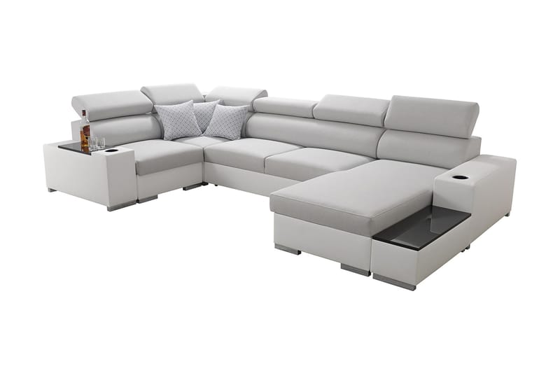 Mumtaz U-Sovesofa Divan Høyre - Hvit/Lysegrå - Møbler - Sofaer - Sovesofaer