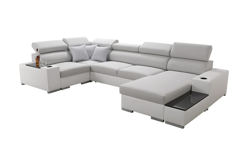 Mumtaz U-Sovesofa Divan Høyre - Hvit/Lysegrå - Møbler - Sofaer - Sovesofaer