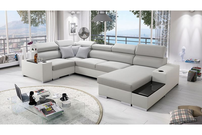 Mumtaz U-Sovesofa Divan Høyre - Hvit/Lysegrå - Møbler - Sofaer - Sovesofaer
