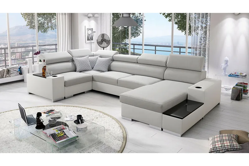 Mumtaz U-Sovesofa Divan Høyre - Hvit/Lysegrå - Møbler - Sofaer - Sovesofaer