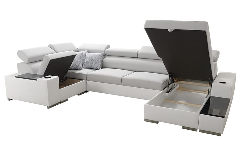 Mumtaz U-Sovesofa Divan Høyre - Hvit/Lysegrå - Møbler - Sofaer - Sovesofaer