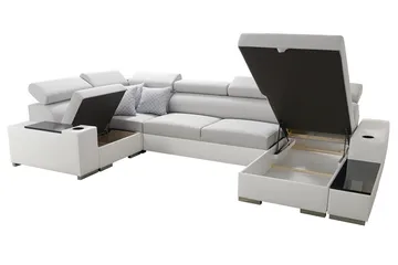 Mumtaz U-Sovesofa Divan Venstre - Hvit/Lysegrå - Møbler - Sofaer - Sovesofaer