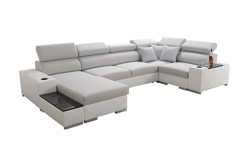 Mumtaz U-Sovesofa Divan Venstre - Hvit/Lysegrå - Møbler - Sofaer - Sovesofaer