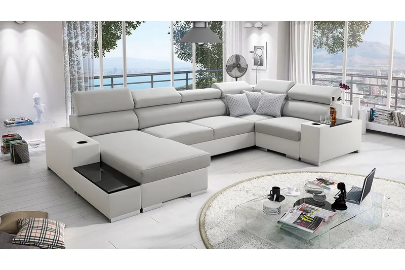 Mumtaz U-Sovesofa Divan Venstre - Hvit/Lysegrå - Møbler - Sofaer - Sovesofaer