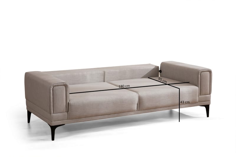 Naoko 3-seter Sovesofa - Beige - Sovesofaer - 3 seters sovesofa