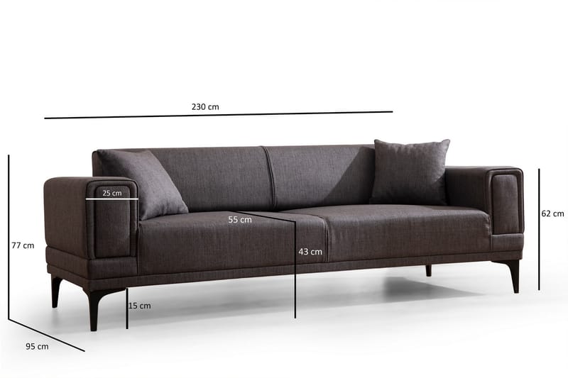Naoko 3-seter Sovesofa - Mørkegrå - Møbler - Sofaer - Sovesofaer