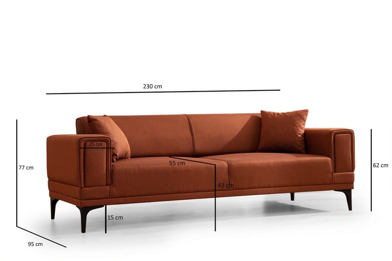 Naoko 3-seter Sovesofa - Rød - Møbler - Sofaer - Sovesofaer