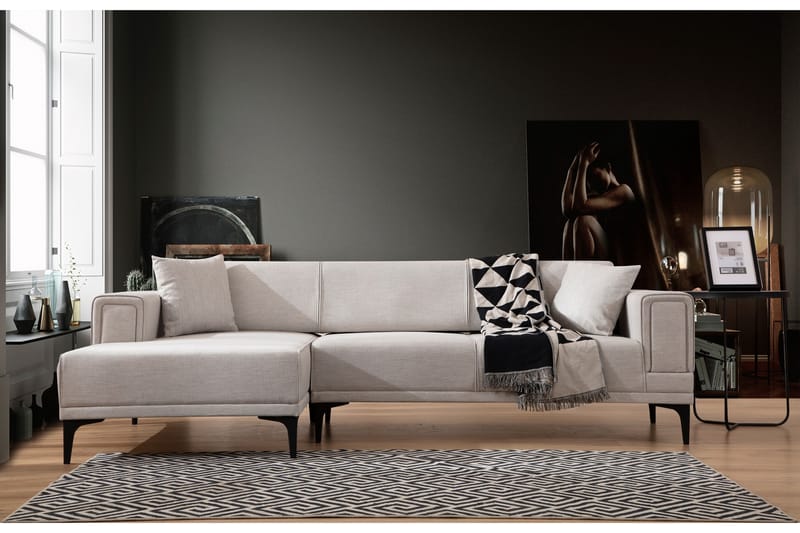 Naoko Sovesofa med divan - Beige - Sovesofaer - Hjørnesovesofa