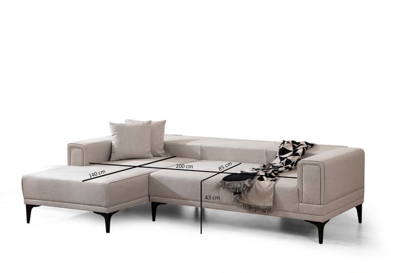 Naoko Sovesofa med divan - Beige - Sovesofaer - Hjørnesovesofa