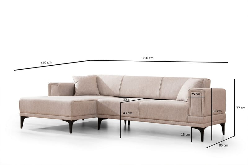 Naoko Sovesofa med divan - Lysebrun - Møbler - Sofaer - Sovesofaer