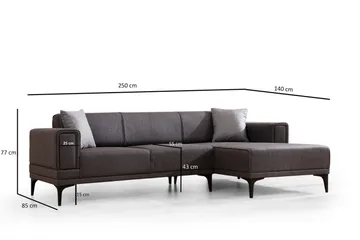 Naoko Sovesofa med divan - Mørkegrå - Møbler - Sofaer - Sovesofaer
