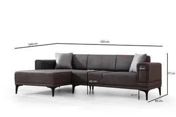 Naoko Sovesofa med divan - Mørkegrå - Møbler - Sofaer - Sovesofaer
