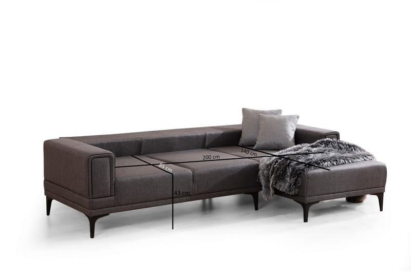 Naoko Sovesofa med divan - Mørkegrå - Møbler - Sofaer - Sovesofaer