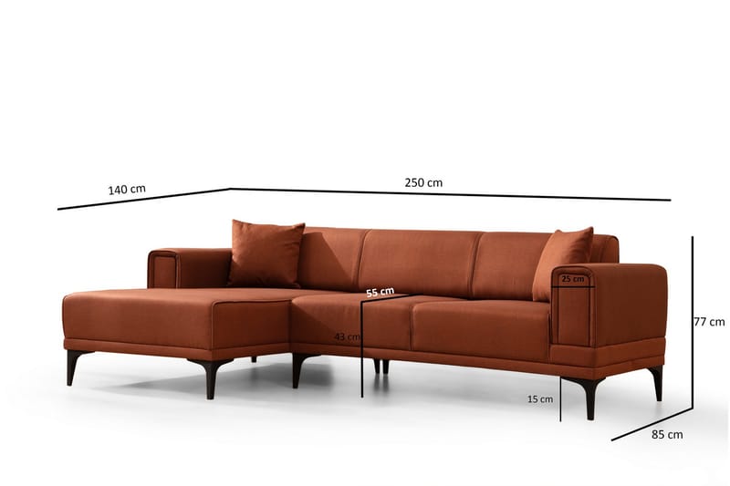Naoko Sovesofa med divan - Rød - Møbler - Sofaer - Sovesofaer