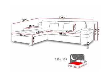 Naoma 3-seter Venstre L-formet Sovesofa med Oppbevaring i Stoff - Beige - Møbler - Sofaer - Sovesofaer