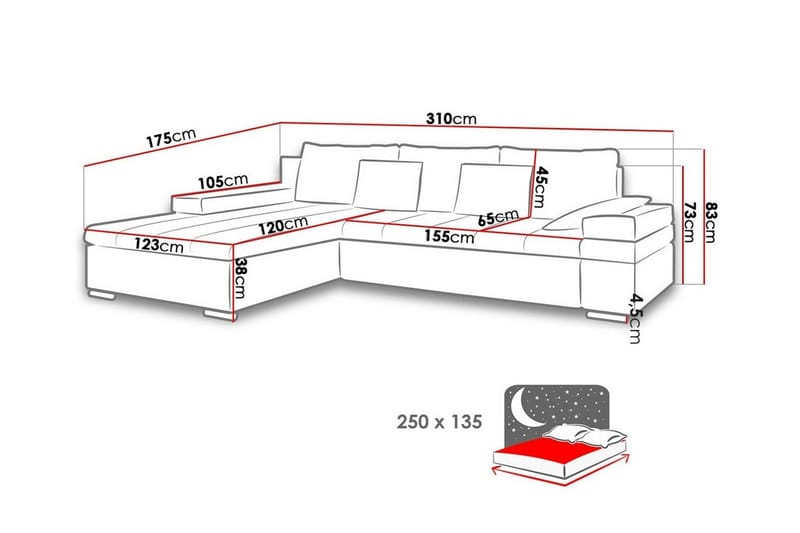 Naoma 3-seters Hjørnesovesofa - Beige - Møbler - Sofaer - Sovesofaer