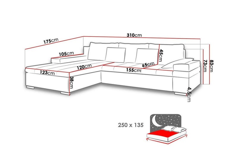 Naoma 3-seters Hjørnesovesofa - Beige - Sovesofaer - Hjørnesovesofa