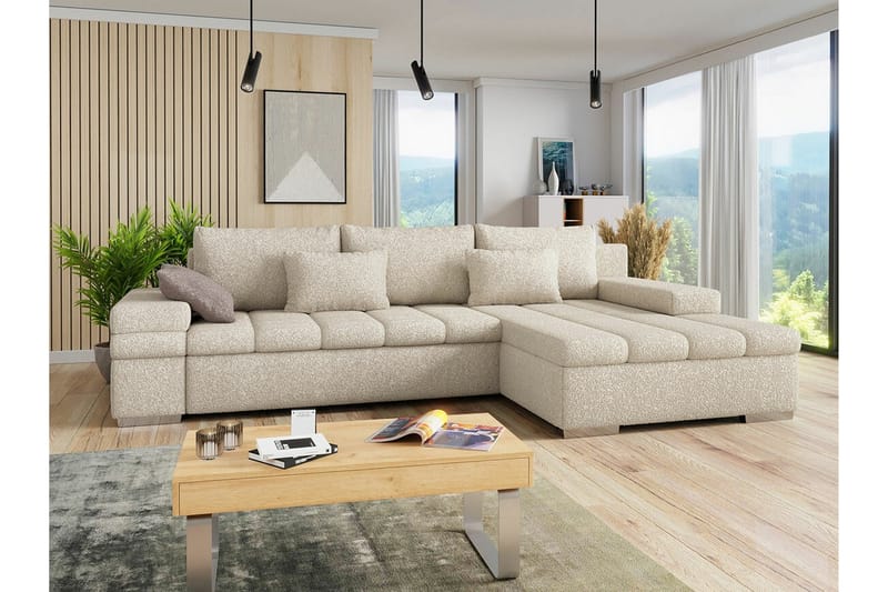 Naoma 3-seters Hjørnesovesofa - Beige - Møbler - Sofaer - Sovesofaer