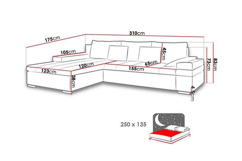 Naoma 3-seters Hjørnesovesofa - Beige - Møbler - Sofaer - Sovesofaer