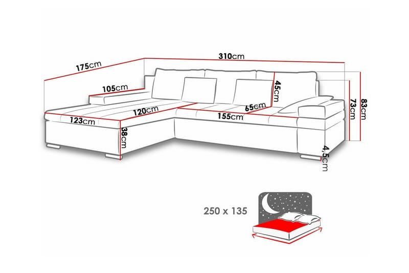 Naoma 3-seters Hjørnesovesofa - Beige - Sovesofaer - Hjørnesovesofa