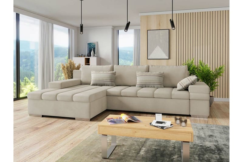 Naoma 3-seters Hjørnesovesofa - Beige - Møbler - Sofaer - Sovesofaer