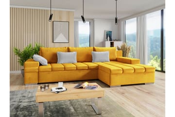 Naoma 3-seters Hjørnesovesofa - Gul - Møbler - Sofaer - Sovesofaer