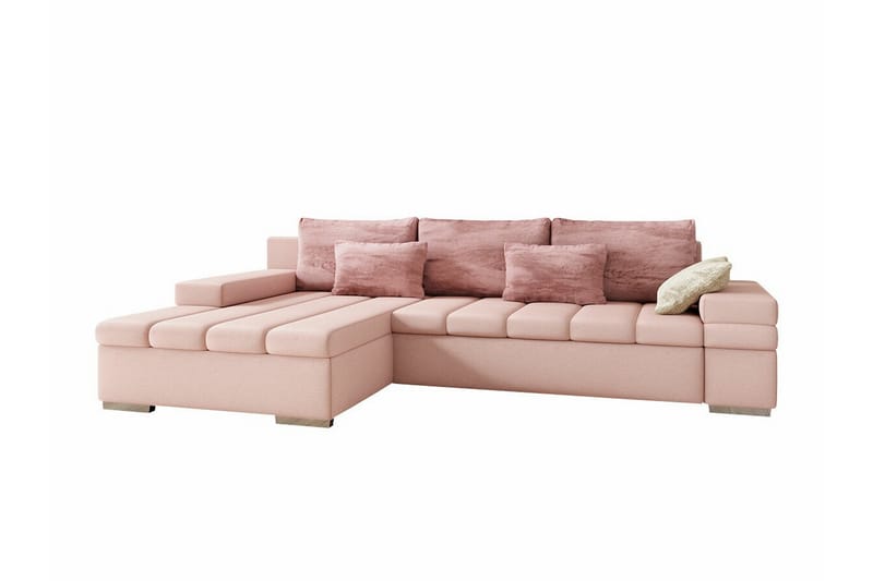 Naoma 3-seters Hjørnesovesofa - Rosa - Sovesofaer - Hjørnesovesofa