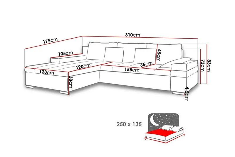 Naoma 3-seters Hjørnesovesofa - Møbler - Sofaer - Sovesofaer